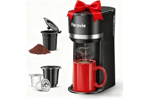 Single Serve Coffee Maker Machine for K-Cup and Ground Coffee, 6 to 12 oz. Brew Sizes, Fast Brew Single Cup Coffee Machine wi
