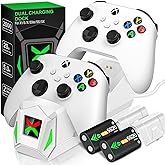 Controller Charger Station with 2x5520mWh Rechargeable Battery Packs for Xbox One/Series X|S,Dual Charging Dock for Xbox One Controller with 4 Battery Covers