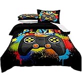 lris Bedding Gamer Comforter Set Twin Size for Boys Kids Game Room Decor Video Game Gamer Comforter Teens Bedroom Gamepad Bedding Set All Season(A19, Twin)