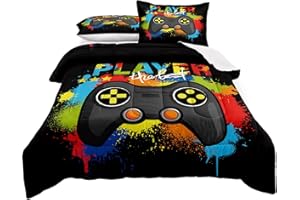 lris Bedding Gamer Comforter Set Queen Size for Boys Kids Game Room Decor Video Game Gamer Comforter Teens Bedroom Gamepad Bedding Set All Season… (A19, Queen)…