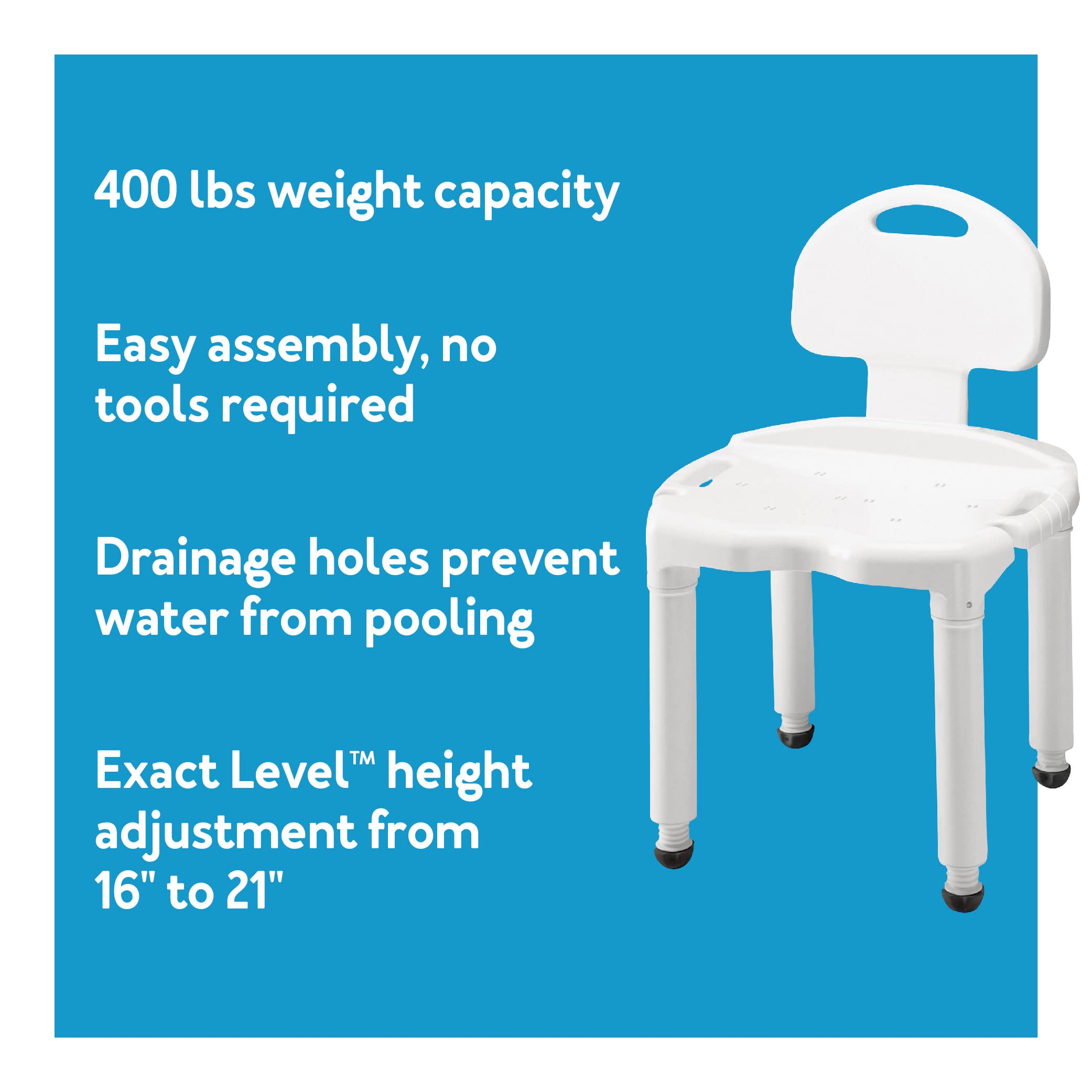 Carex Bath Seat And Shower Chair with Backrest for Seniors, Bath Chair For Elderly, Disabled, Handicap, and Injured Persons, Supports Up To 400lbs, Shower Seat For Inside Shower, Made in USA