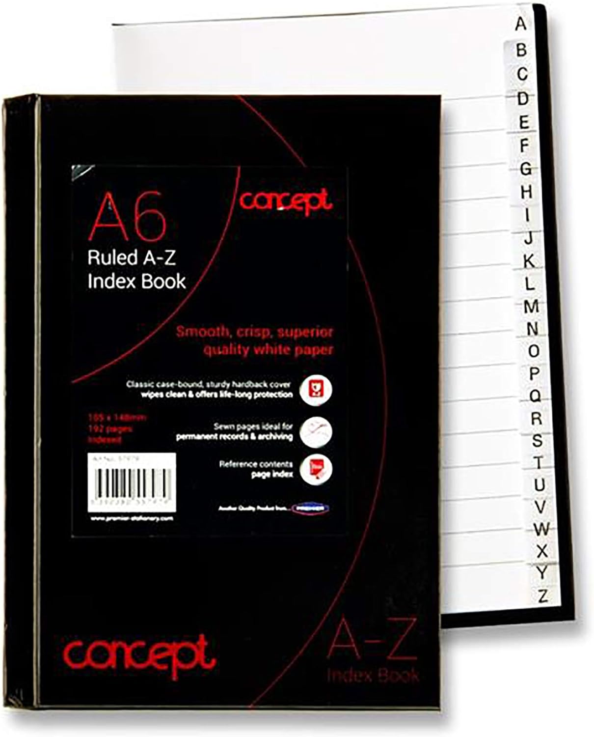 Concept Notebook A6 Lined Hardcover Notebook, Premium Paper, Ruled Journal Notebook, Address Book, Organiser