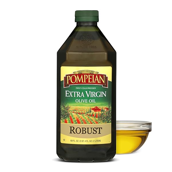 POMPEIAN ROBUST EXTRA VIRGIN OLIVE OIL, CONTAINS POLYPHENOLS, FIRST COLD PRESSED, 68 FL OZ