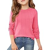 Haloumoning Girls Sweaters Kids Crewneck Long Sleeve Pleated Knit Pullover Sweater Fall Fashion Clothes 5-14 Years