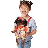 Disney Princess Moana Baby Doll Deluxe with Tiara, Carrier, Plush Friend, Pacifier, Bib &amp; Baby Bottle [Amazon Exclusive]