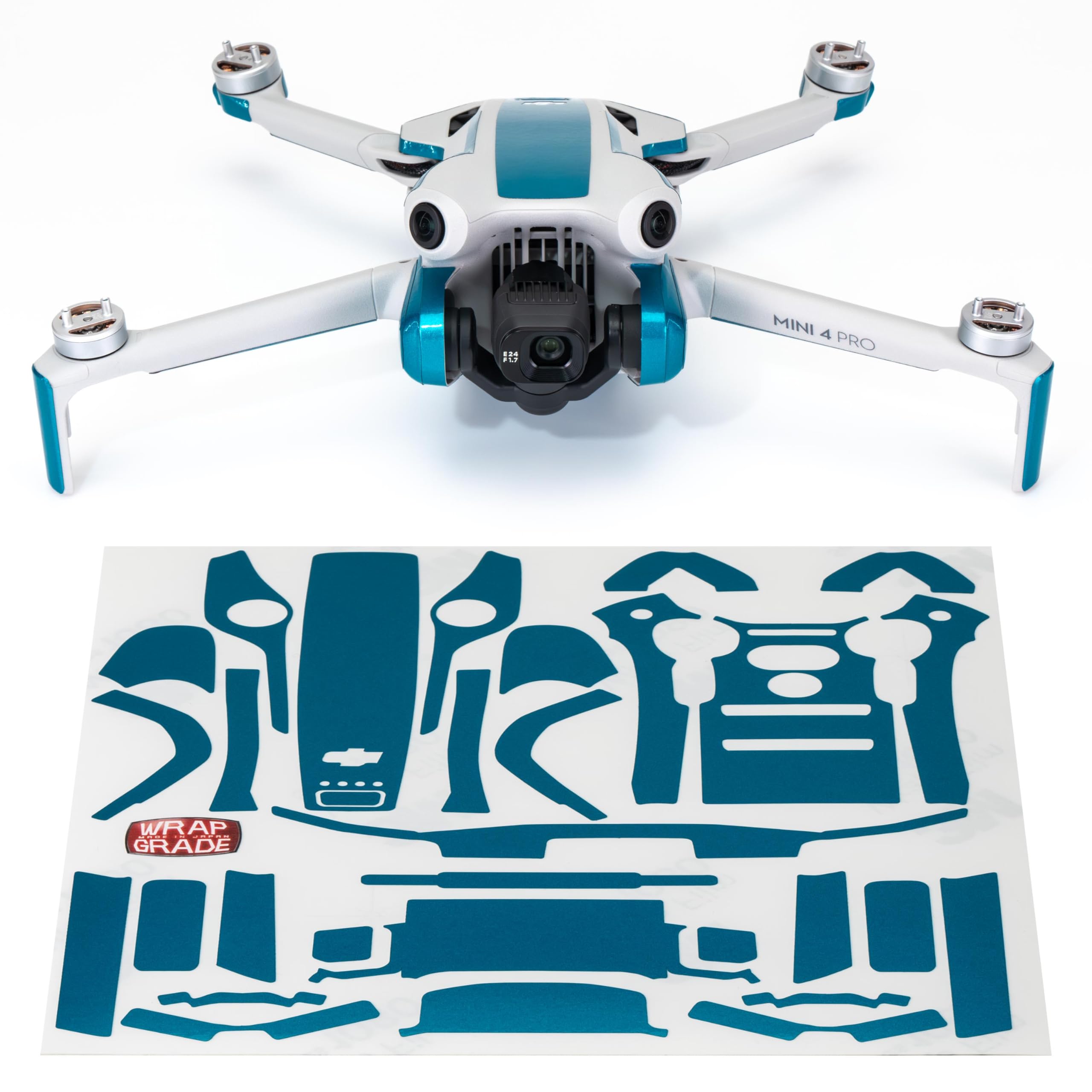 WRAPGRADE Skin Stickers Compatible with DJI Mini 4 Pro | Accent Color (Caribbean Blue)