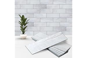 Artemuro 40PCS Peel and Stick Backsplash for Kitchen, 3" x 9" SPC Subway Wall Tiles, Upgraded Structured Matte Cloud Grey with Black Grout Backsplash Stick on Tile for Kitchen, Bathroom, Fireplace, RV