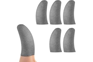 IUGGAN PUBG Mobile Game Finger Sleeve Sets [5 Pack] Sterling Silver Fiber, 0.01"(0.5mm) Ultra-Thin iPhone Smart Phone Finger for Call of Duty Mobile, Rules of Survival (Gray)