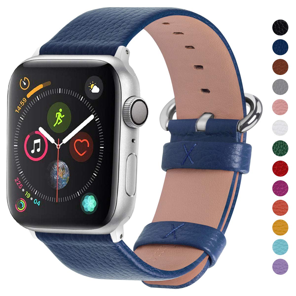 Fullmosa 15 Colors Leather Apple Watch Strap 38mm 40mm 42mm 44mm Compatible With Apple Watch Series 5 Series 4 Series 3 Series 2 Series 1 38mm 40mm Dark Blue Buy Online In Belize At Desertcart