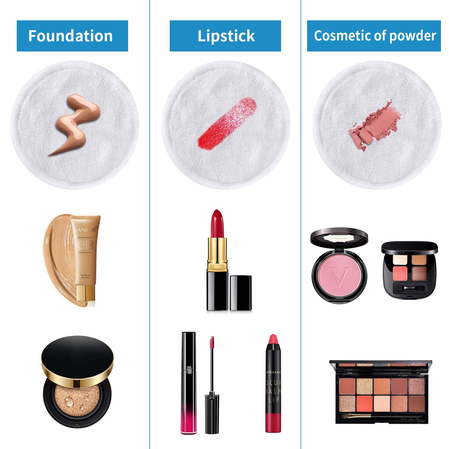 Tampons Démaquillants Lavable 18PCS - Disques Coton Démaquillant Réutilisable Biologique,Microfibre Super Doux Absorption Lavage Chiffon Tampons avec 1 Sac à Linge Gratuit