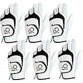 FINGER TEN Premium Cabretta Leather Golf Gloves Men 6 Pack for Right Left Handed Golfer, Comfortable Glove with All Weather Grip for Left Right Hand Size S M ML L XL