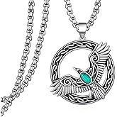 Zaruiqun Raven Necklace 925 Sterling Silver Celtic Ravens Pendant Necklace Vintage Raven Jewelry Gifts for Men Women
