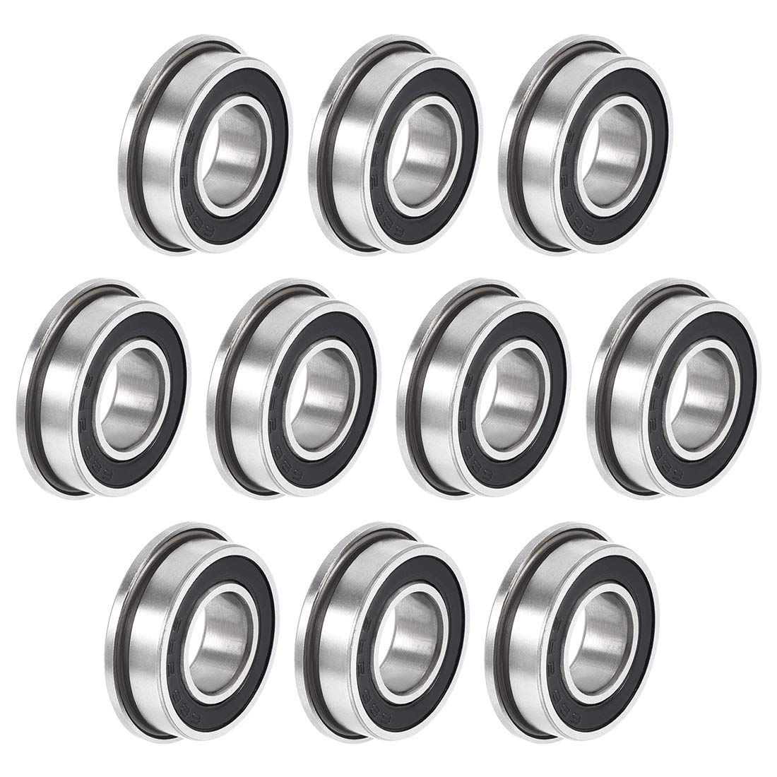 sourcing map F688-2RS Flanged Ball Bearing 8x16x5mm Double Sealed Chrome Steel Bearing 10pcs