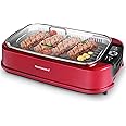 Smokeless Indoor Grill, Techwood 1500W Electric Grill Portable Korean Grill Non-Stick Grill Plates with Temperature Control, Removable Drip Tray, Tempered Glass Lid, Dishwasher-Safe