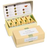 Tea Forte Tea Sampler, 20 Pyramid Infuser Bags, Premium Tea Gift Set | Assorted Tea Presentation Box, 2 of Each Blend, Individually Wrapped, Giftable Presentation Box for Tea Lovers
