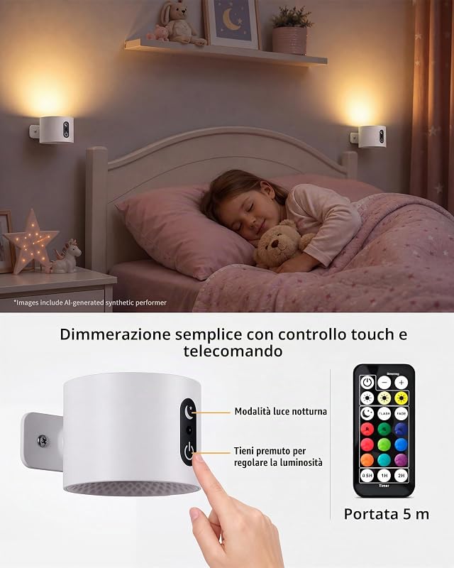 Applique da Parete LED RGB Senza Fili con Telecomando — foto 3 di 8