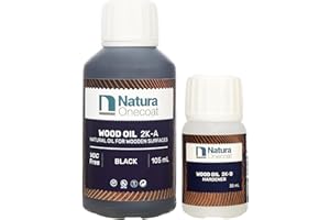 Natura Onecoat 2 Component Wood Stain Oil, 140 mL (4.73 fl oz), Black, Easy to Apply, Very Low Odor, Linseed Oil, Interior Furniture & Flooring, Dries Fast, VOC/Solvent Free, Durable Hardwax Oil