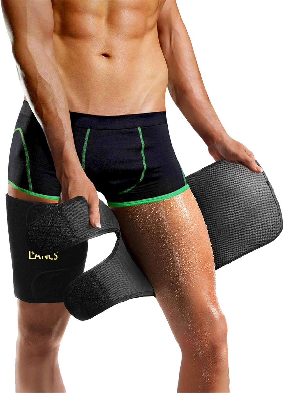 LANCS Neoprene Thigh Trimmer Fat Burner Wraps Compression Sleeves Sweat Thigh Slimmer Braces Support for Workout Exercise(Pair) : Sports & Outdoors
