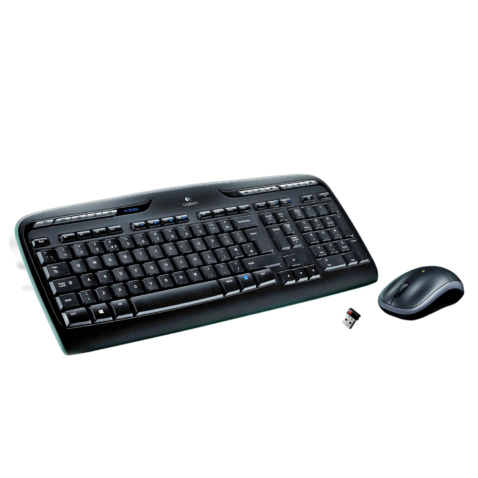 Logitech MK330 Wireless Keyboard and Mouse Combo, QWERTY Spanish Layout - Black