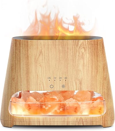 SALKING 2-in-1 Ultrasonic Diffuser Himalayan Salt Lamp 150ml Wood Grain