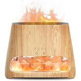SALKING 2-in-1 Essential Oil Diffuser for Home &amp; Himalayan Salt Lamp, 150ml | Ultrasonic Aromatherapy Diffuser, Cool Mist Humidifier with Auto Shut-Off, 100% Pure Himalayan Pink Salt Rock, Wooden Grain