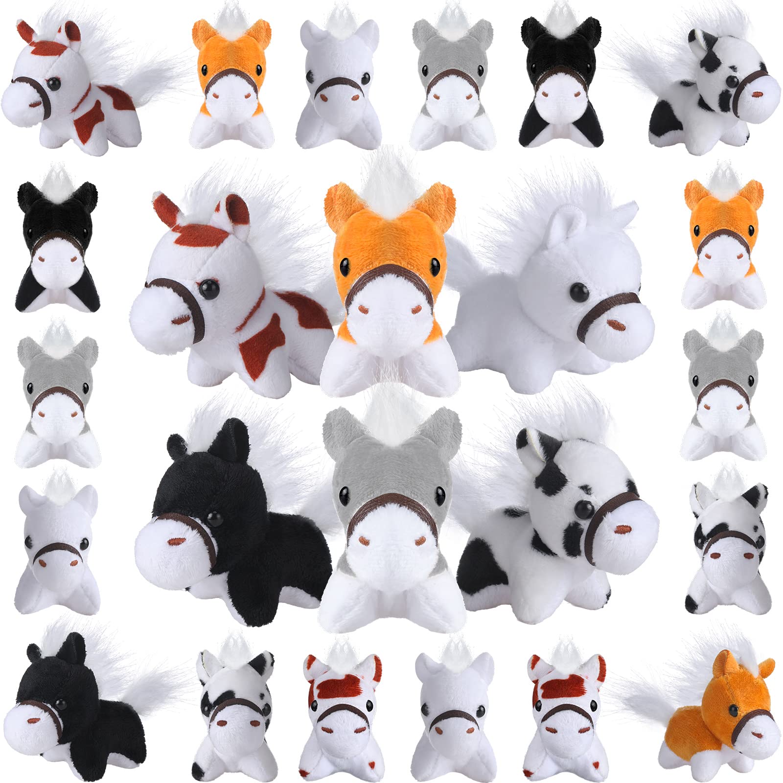 Photo 1 of Aoriher 24 Pcs Horse Plush Stuffed Animal Mini Keychain Toys 3.15 Inch Party Favor with Detachable Chain for Farm Themed Birthday Party Favors Supplies(Horse Style)