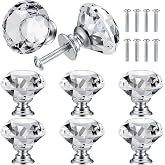 8 Pcs Crystal Cabinet Knobs,Decorative Diamond Crystal Glass Dresser Knobs | For Dresser Drawers Cupboard Wardrobe Furniture Cabinet Pulls Handles Kitchen Bathroom Bedroom Knob(Silver, 30mm)