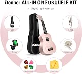 Donner Soprano Ukulele DMU-01 21in Macaron Light Pink Bundle Kit view 6