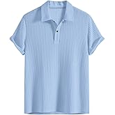 ZAFUL Men's Polo Shirts Textured Short Sleeve Golf Shirt Openwork Casual Cuban Geometric Jacquard T-Shirt