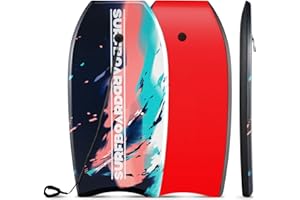 GYMAX Boogie Boards for Beach, 33"/37"/41" Body Board with EPS Foam Core, Crescent Tail, Dual Channel & Wrist Leash, Lightwei