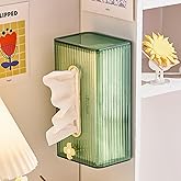 tenpiont Tissue Box Holder Wall Mounted, Damage-Free Adhesive, Clear Tissue Box Holder for Bathroom, Kitchen, and Living Room, Plastic Decorative Tissue Box Home Decor Translucent Green