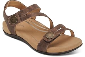 Aetrex Women's Jess Orthopedic Adjustable Quarter Strap Sandals - Comfort Memory Foam Fashion Flat Womens Sandals with Arch Support