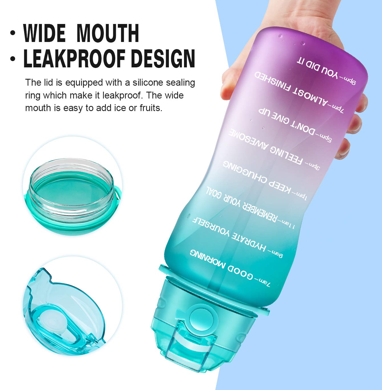 Fidus Large 1 Gallon Motivational Water Bottle with Paracord Handle with Removable Straw BPA Free Leak Proof Time Marker with Time Marker for Reminding Enough Water for Every Day 1 Gallon