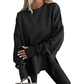 ANRABESS Women Oversized Sweatshirts Thumbhole Long Sleeve Hoodies Shirts 2025 Fall Side Slit Pullover Top Teen Y2k Outfits