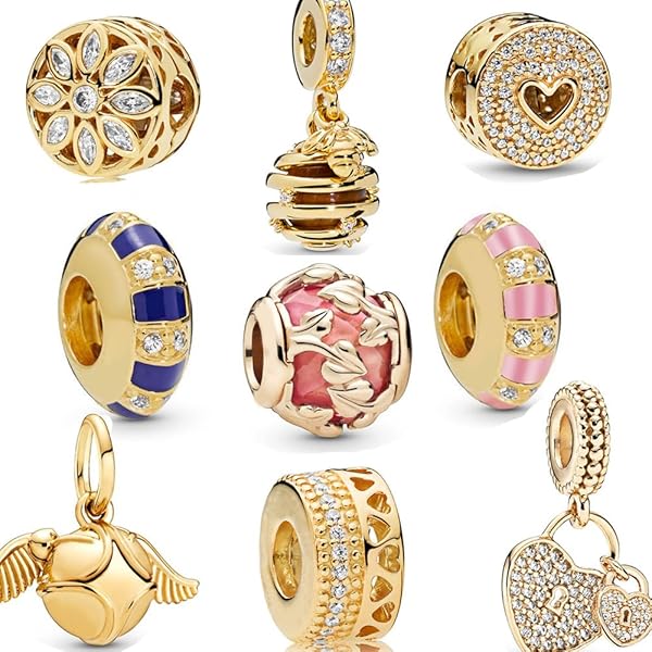 20 Pack Assorted Bead Charms For Snake Chain Bracelets - Fits Pandora, Chamilia, Troll & More | Silver Alloy With Crystals - View #7