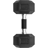 Rubber Encased Hex Dumbbell, Hand Weights for Home Gym Strength Training | Ergonomic knurled non‑slip handles, solid cast‑iron core with anti‑roll hex head, crack and chip resistant
