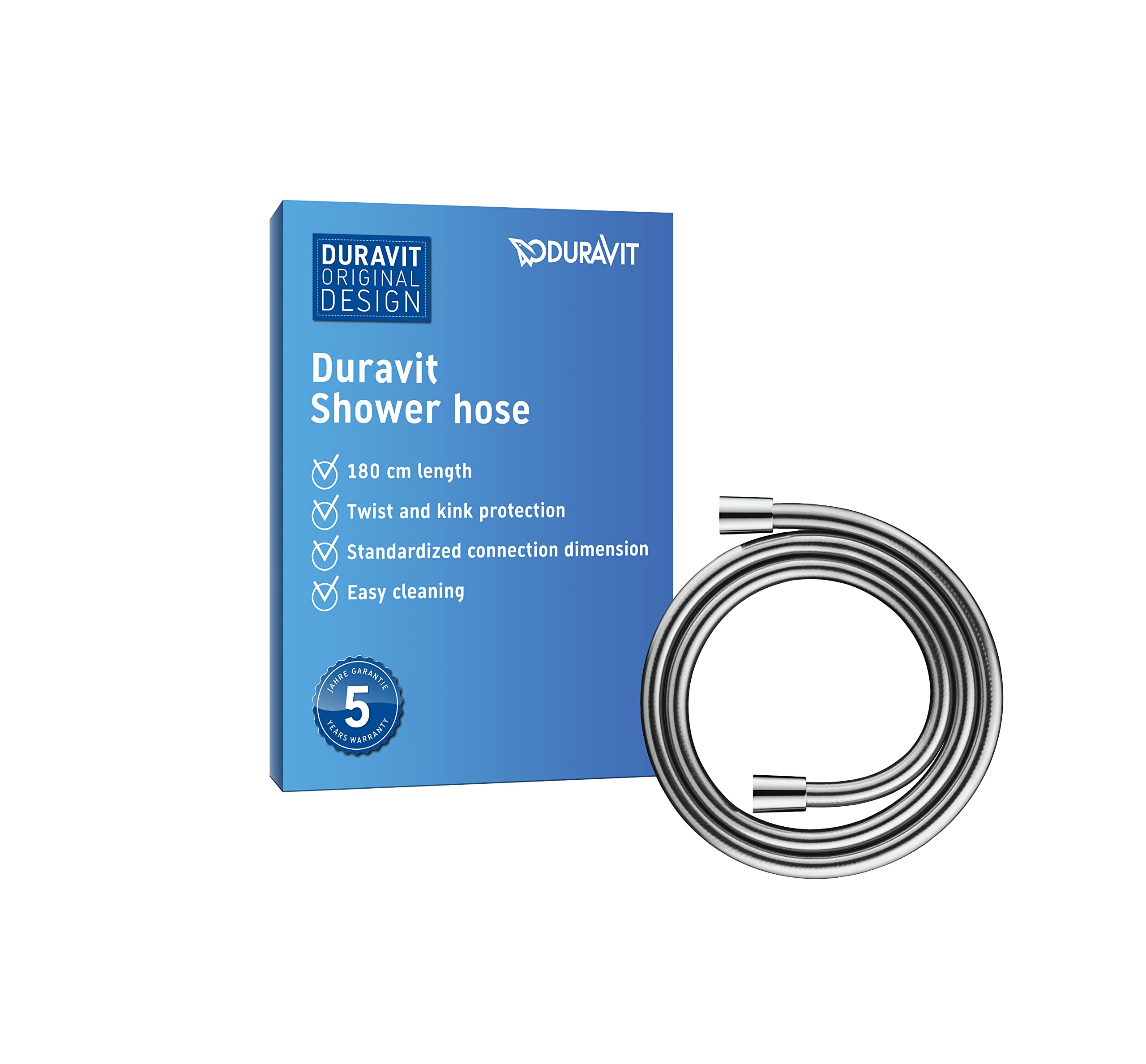 Duravit Universal Shower Hose, Shower Hose 1,80 m with Anti-Twist Protection, Kink Protection, Chrome