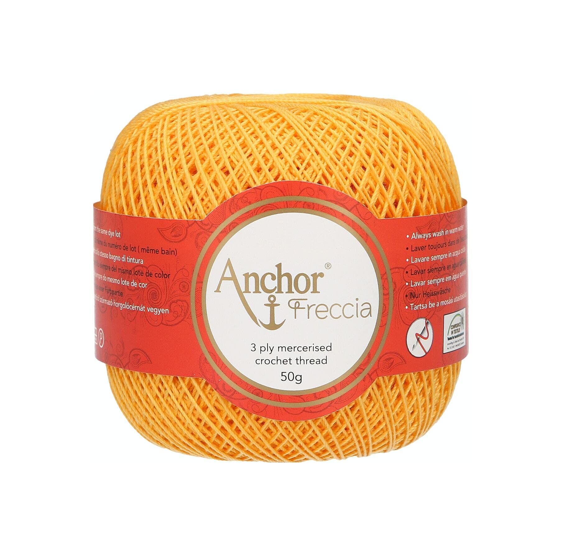 Anchor Freccia 4771012-00302 Crochet Yarn 100% Cotton Yellow