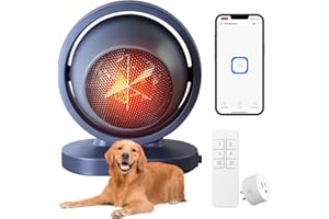 Fitinhot 380W Dog House Heater,Dog House Furnace Heater with Thermostat & App Remote Control,4 Timing Setting Hound Heater,Thicken Anti Bite Cord 380W Heating Fans,Pet Heat Warmer Suitable For Outdoor