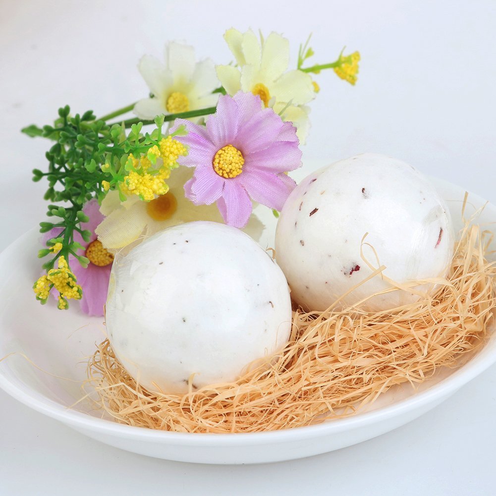 Xiujanet 4 Handmade Bath Bombs Gift Set,Birthday Gift- Floral Fragrances All Natural with Sea Salt and Essential Oils,Soften & Restore Skin -For Relaxing & Luxurious Baths
