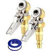 LUMITECO 2-Pack 1/4 Inch Female NPT Closed Ball Tire Inflator with Clip, Locking Quick Connect, Clip-On Air Chucks for Truck RV Auto Car Air Compressor