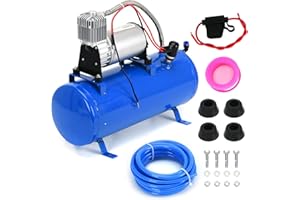 PTNHZ DC 12V MAX 150PSI Air Compressor Tank Pump w/6 Liter 1.6 Gallon Tank For Train Truck Boat Pickup Motorhome Portable Air