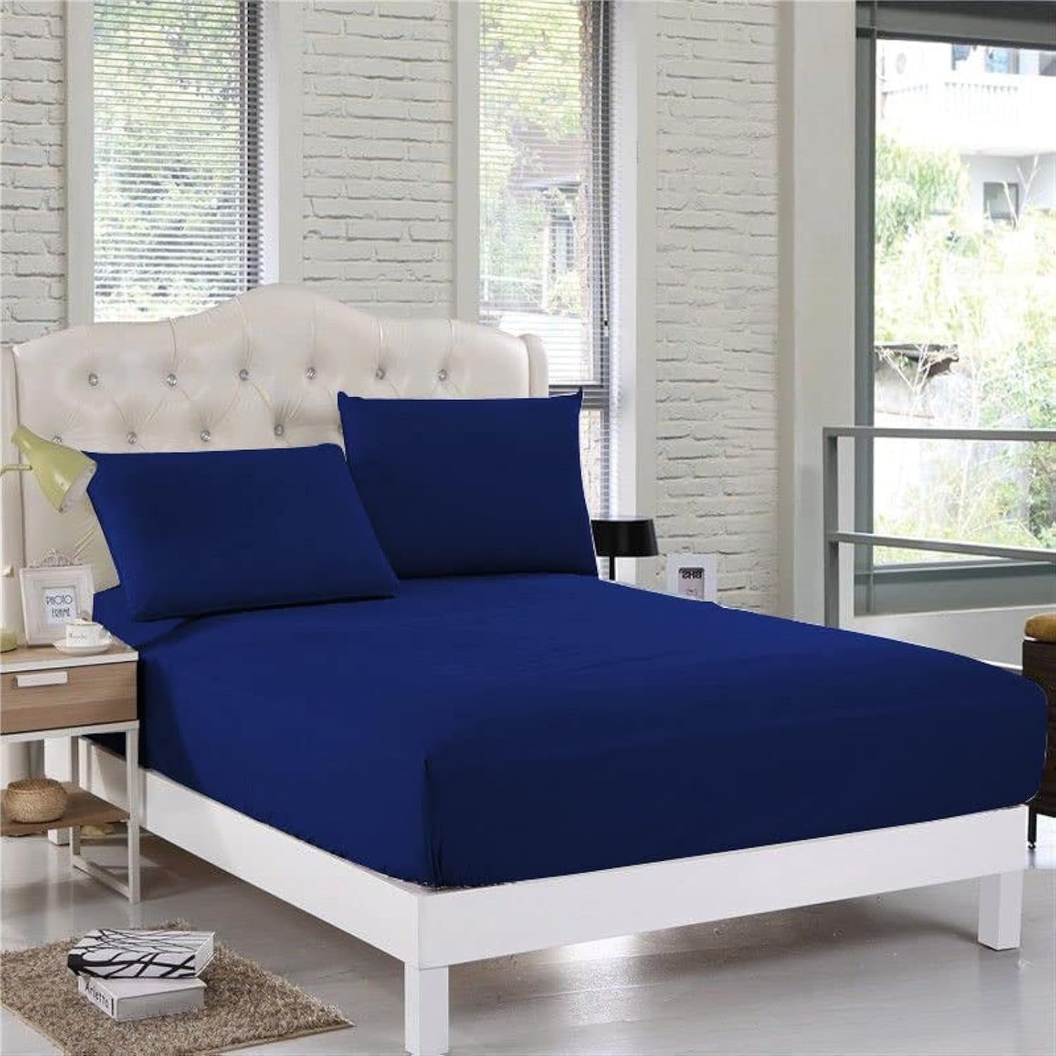 Comfort Beddings Heavy Quality Extra Deep Fitted Sheets 16" 40CM Deep 100% Cotton Blend Single Fitted Sheet Blue, Super Soft, Hypoallergenic Fitted Bed Sheets (Single, Blue) — image 1