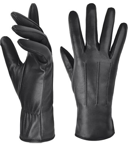 TOSWAKE Leather Gloves for Women 2 Pack, Winter Gloves Women PU