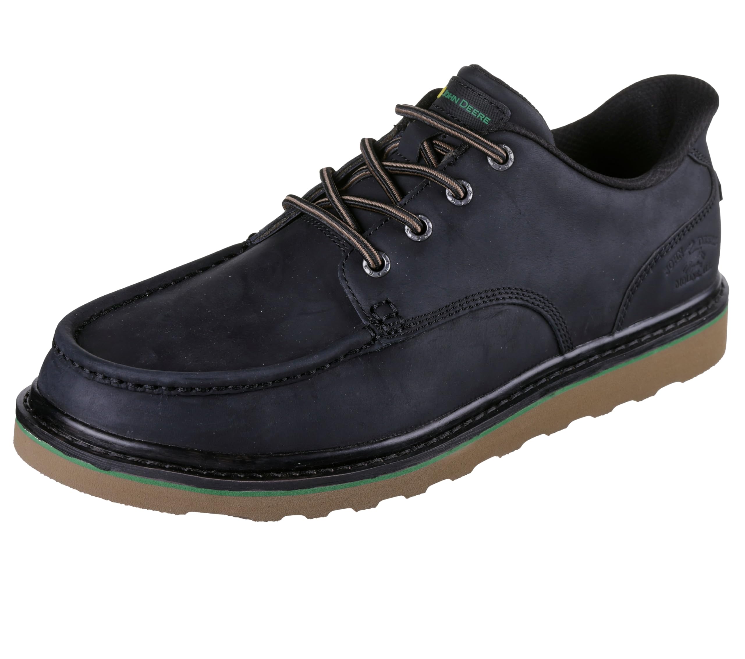 Skechers Men’s John Deere Leather Moc Toe Brockman Bungee Slip Ins Industrial Shoe, Black, 7.5