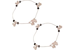 Touchstone Indian Bollywood jewelry for feet designer Wedding Payal Paazeb Anklets Toe Rings rhinestone crystal in Gold or Silver Tone For Women.