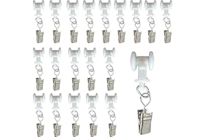 UAIAGM 20Pack Curtain Track Gliders Hooks- Dual Wheel Roller Carriers with Stainless Steel Hooks for Sliding Curtains and Drapes