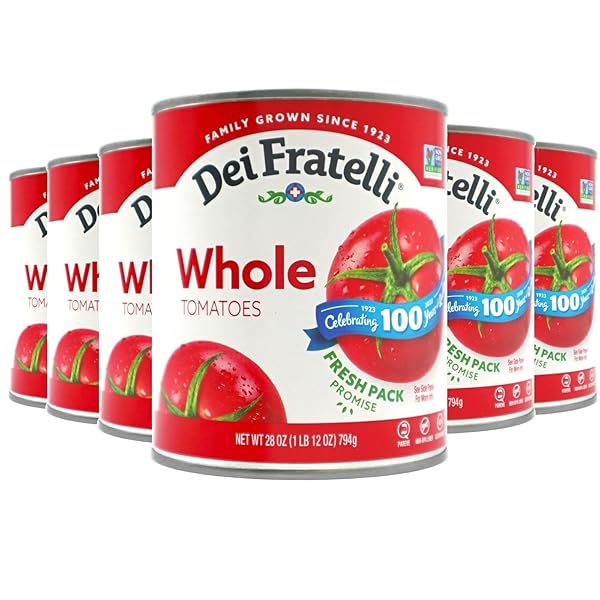 DEI FRATELLI WHOLE TOMATOES (28 OZ. CANS, 6 PACK) – VINE-RIPENED – NON-GMO