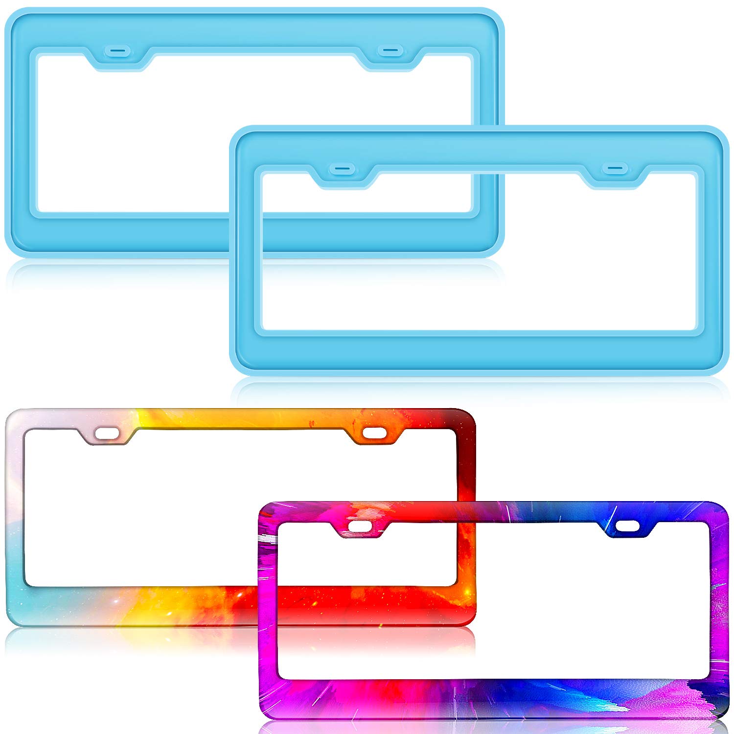 Photo 1 of Geiserailie 2 Pieces License Plate Frame Silicone Moulds Car Plate Resin Epoxy License Cover Mould for DIY Casting Handmade Crafts Making Supplies
