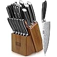 HOSHANHO 16-Piece Knife Set with Block, Ultra Sharp High Carbon Powder Steel Knife Block Set, Chef Knife Set Professional Kitchen Knives Set with Sharpener and Pakkawood Handle